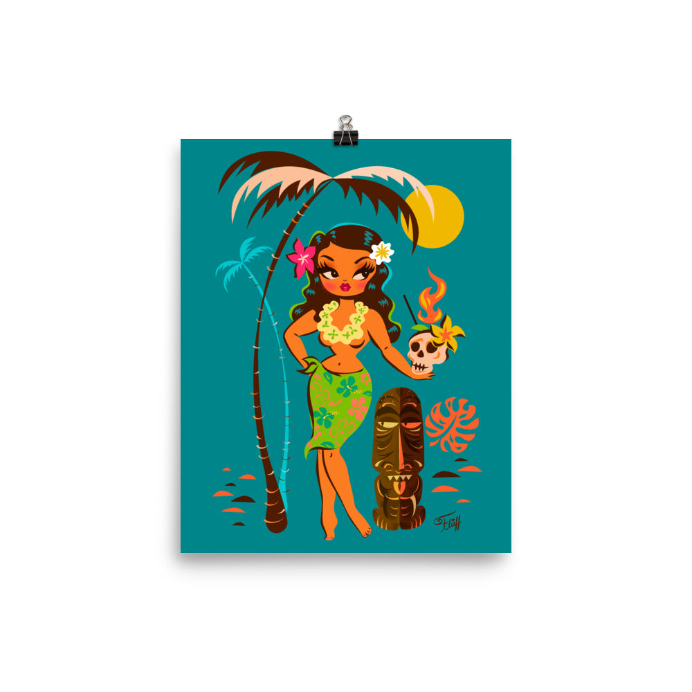 Tiki Temptress • With Skull Mug Cocktail • Art Print