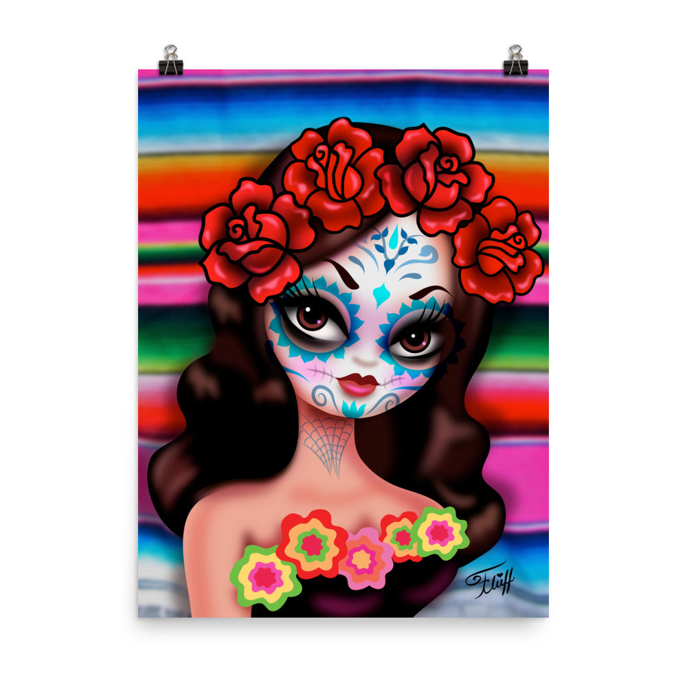 Day of the Dead Girl with Roses • Art Print