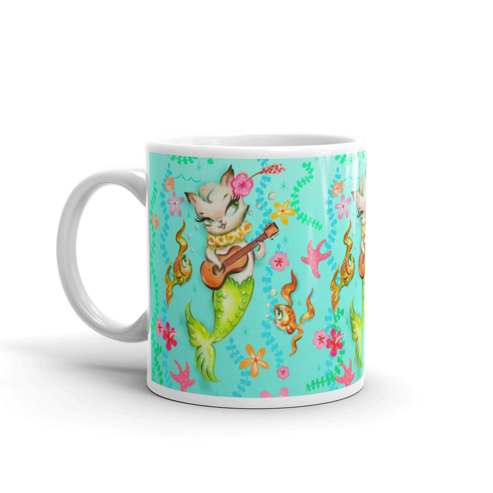 Mermaid Cat with Ukulele • Mug