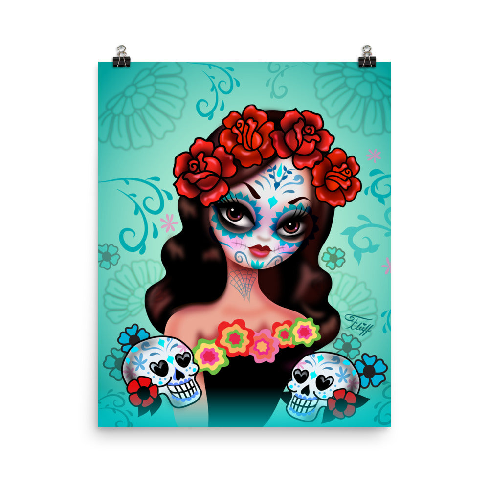 Day of the Dead Girl with Roses II • Art Print