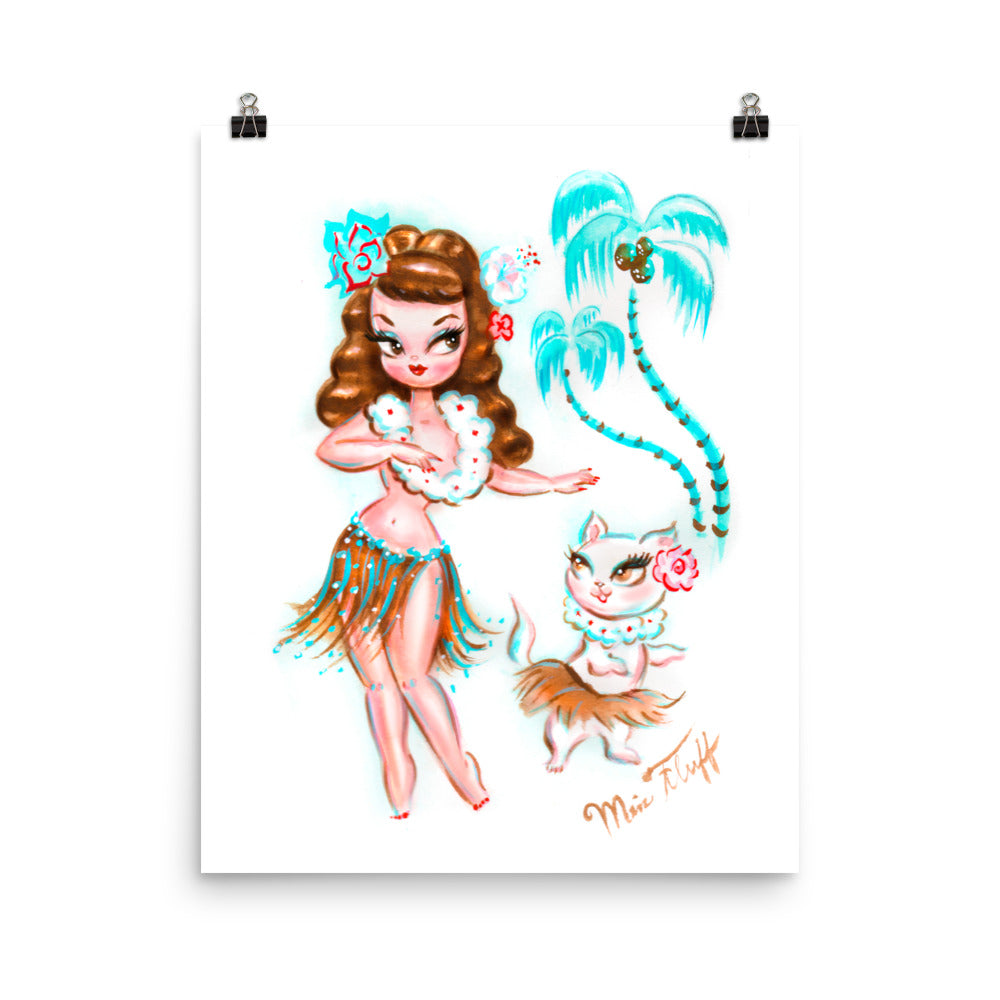 Hula Babydoll with Hula Kitty • Art Print