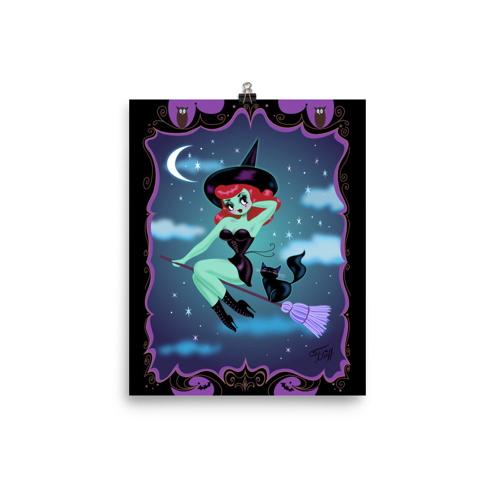 Cute Pinup Witch • Art Print