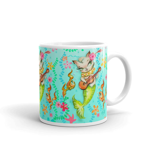 Mermaid Cat with Ukulele • Mug