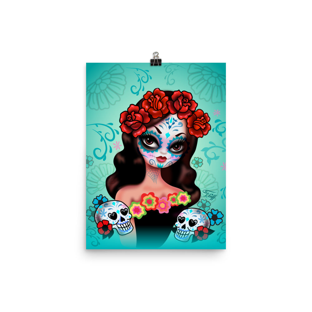 Day of the Dead Girl with Roses II • Art Print