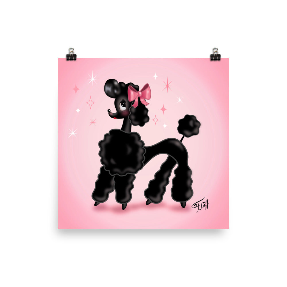 Pixie Poodle Black on Pink • Art Print