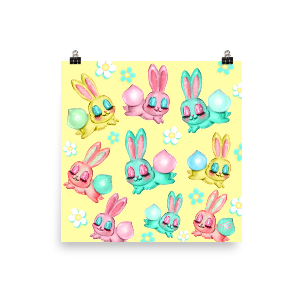 Bunnies and Daisies • Art Print