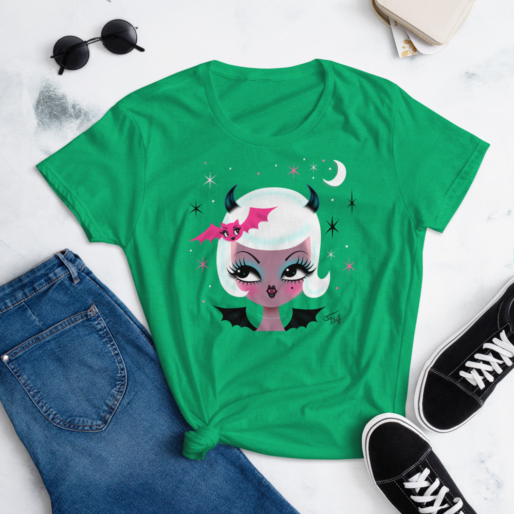 Vampire Dolly with Cute Bat • Women's T-Shirt