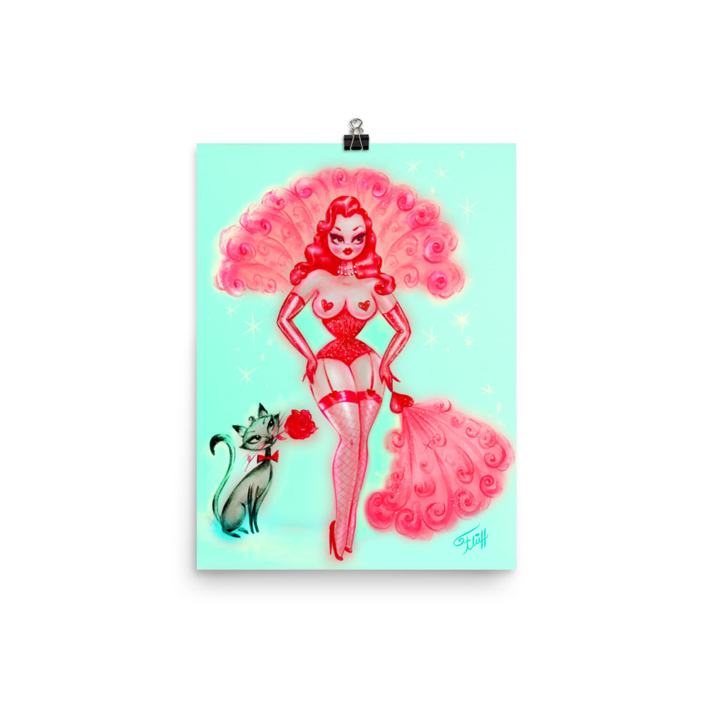 Valentine Burlesque Doll with Kitty • Art Print