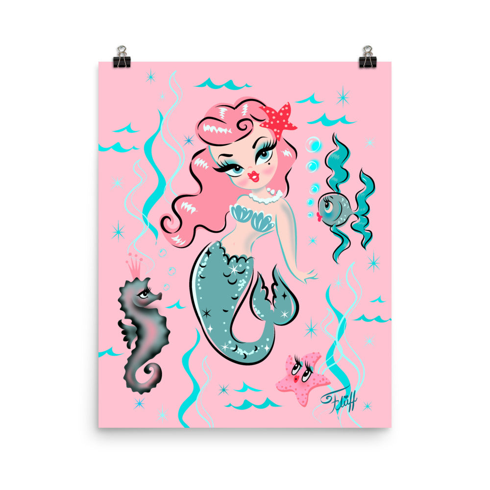 Babydoll Mermaid with Pink Hair • Art Print