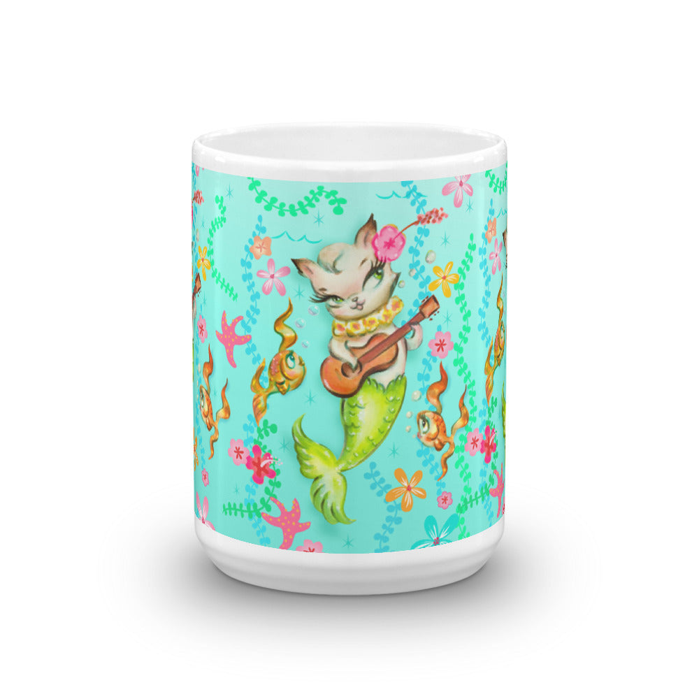 Mermaid Cat with Ukulele • Mug