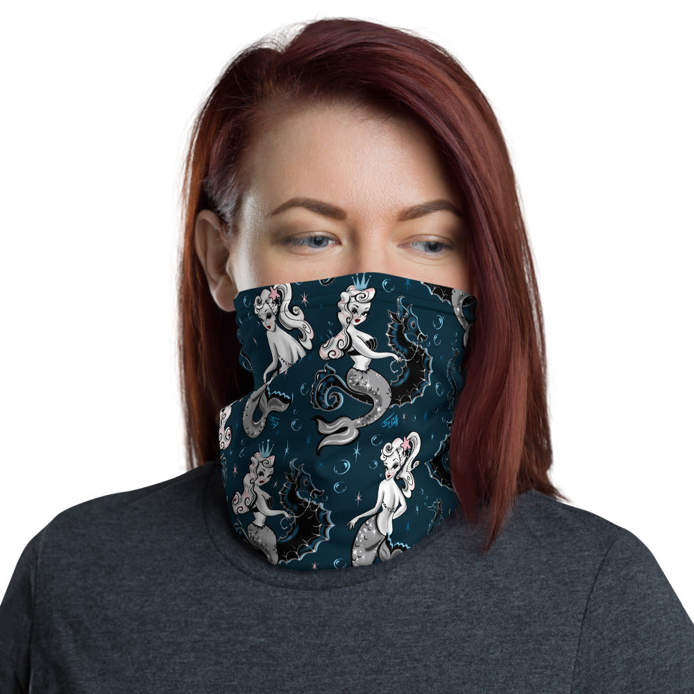 Pearla on Deep Blue • Neck Gaiter Face Mask