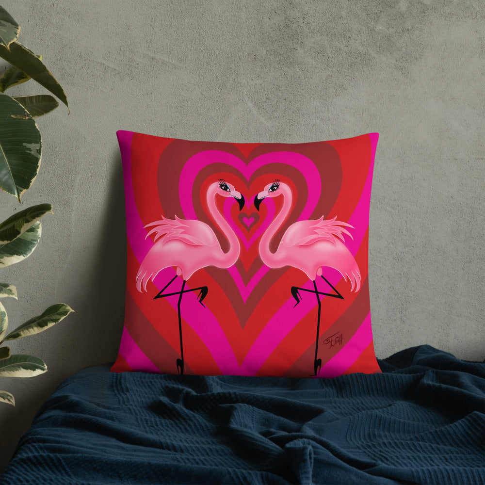 Flamingo Love • Throw Pillow