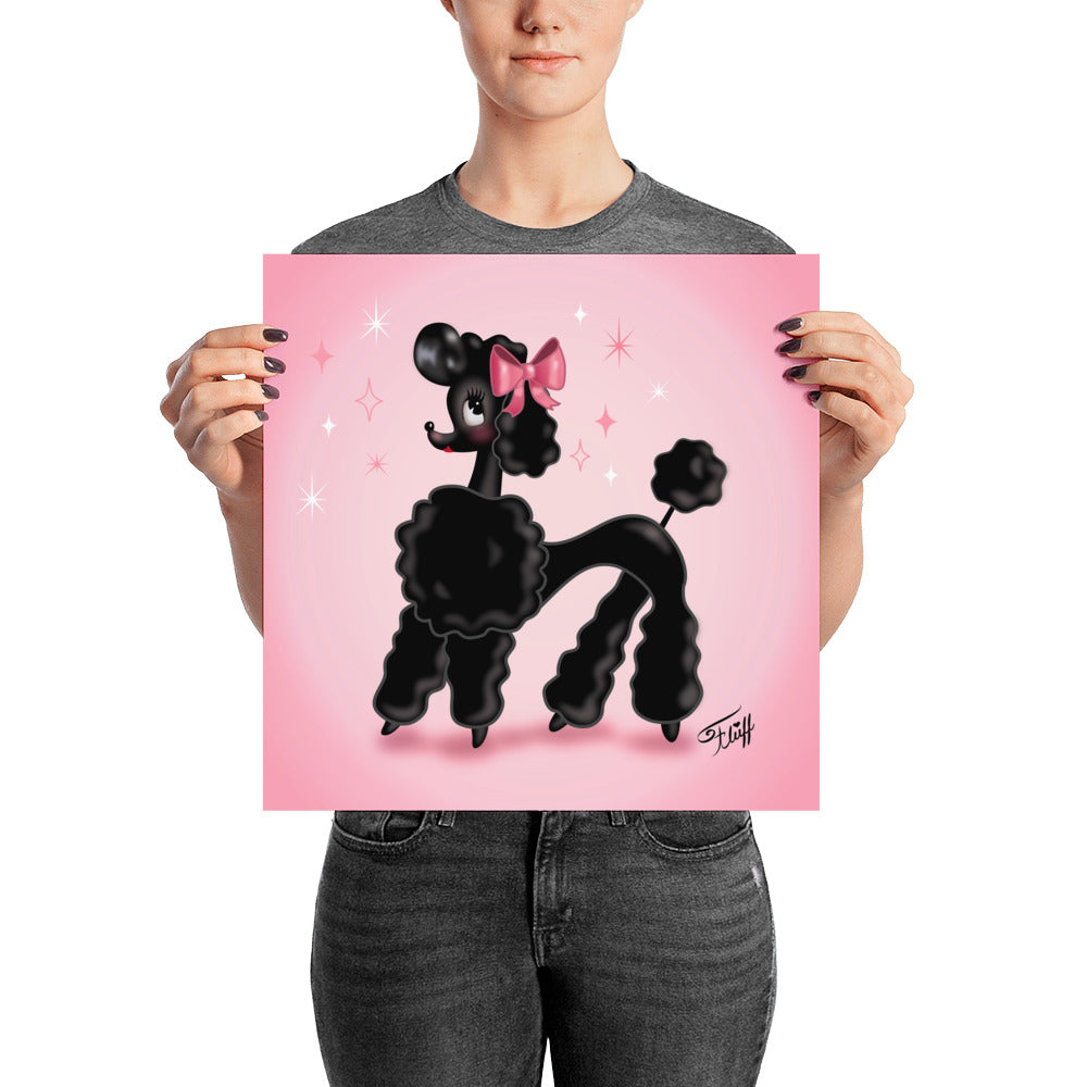 Pixie Poodle Black on Pink • Art Print