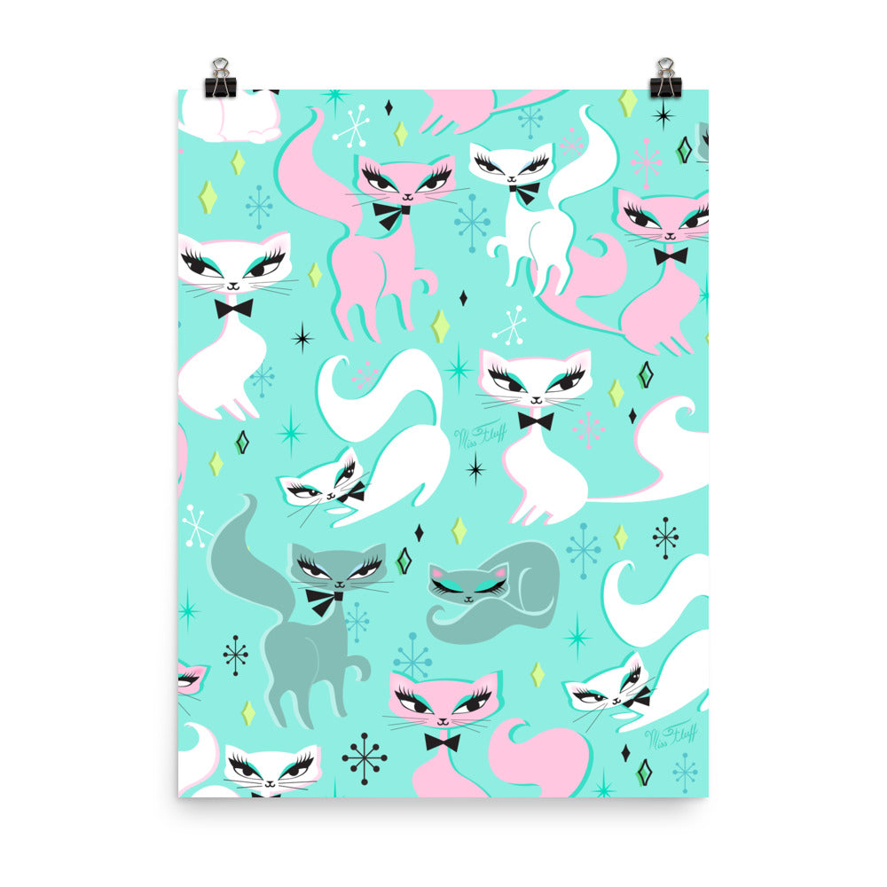 Swanky Kittens on Mint • Art Print