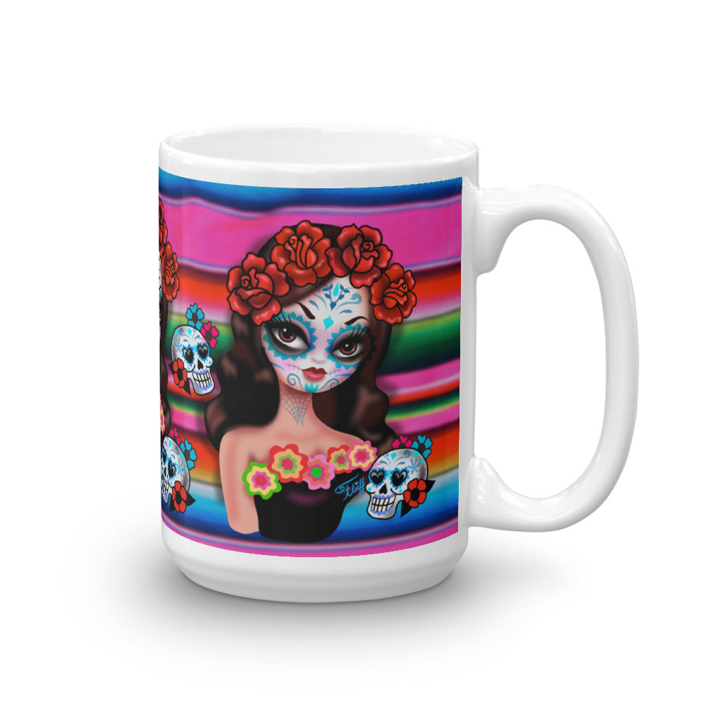 Day of the Dead Girl on Sarape • Mug