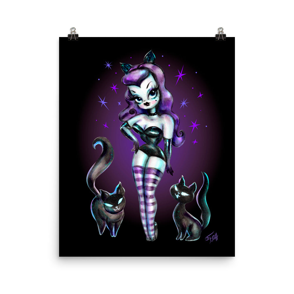 Cat Dolly with Kitty Friends • Art Print