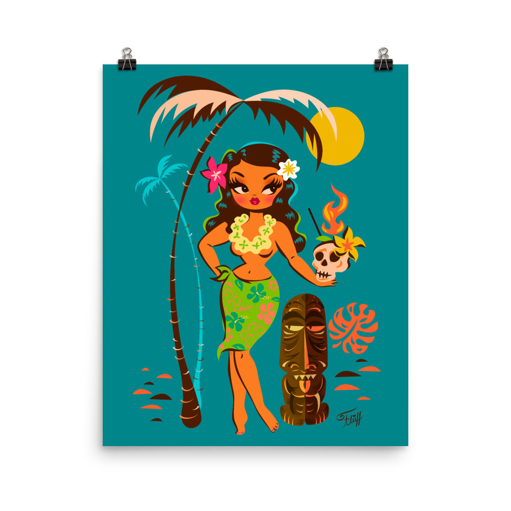 Tiki Temptress • With Skull Mug Cocktail • Art Print