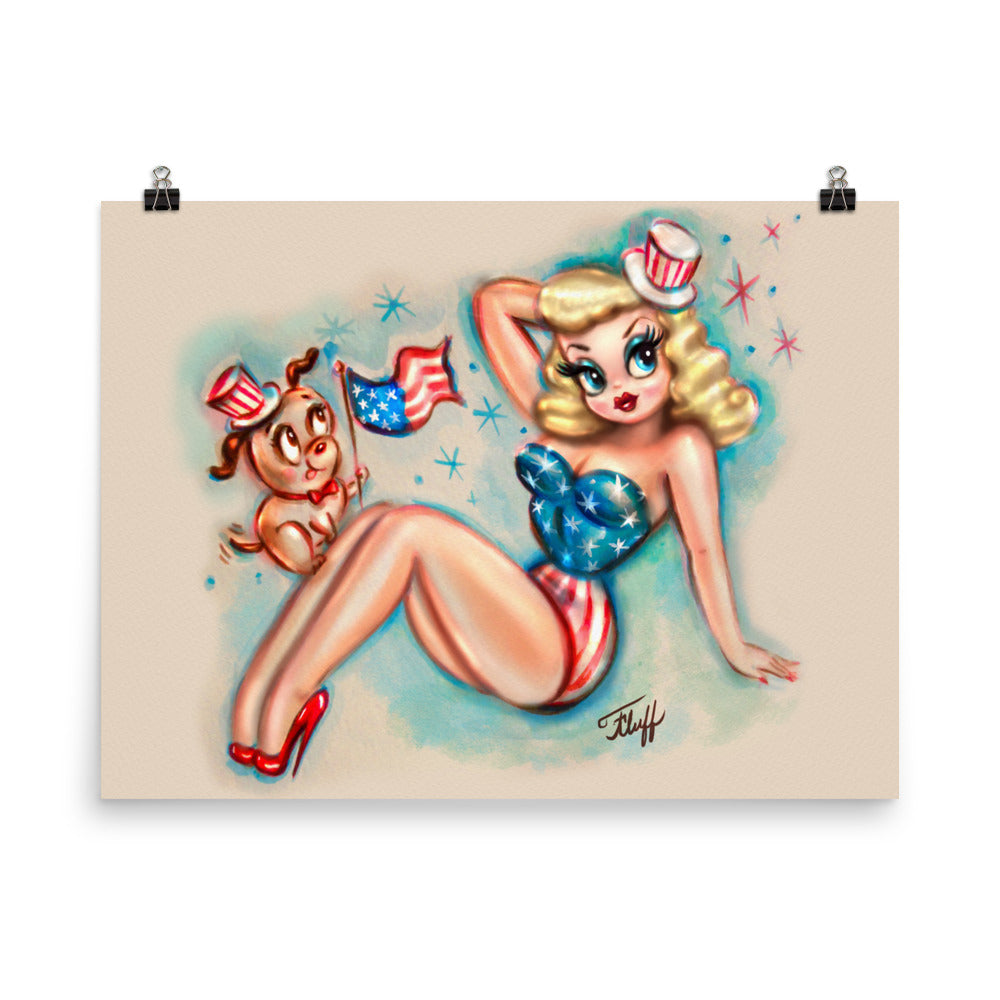 Patriotic Pinup Girl • Art Print