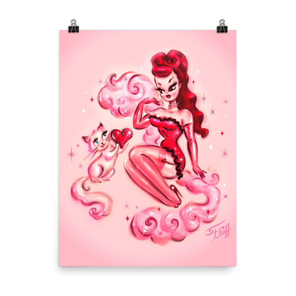 Smitten Kitten with Redhead Burlesque Girl • Art Print