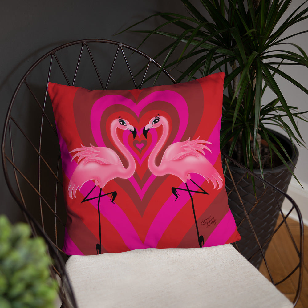 Flamingo Love • Throw Pillow