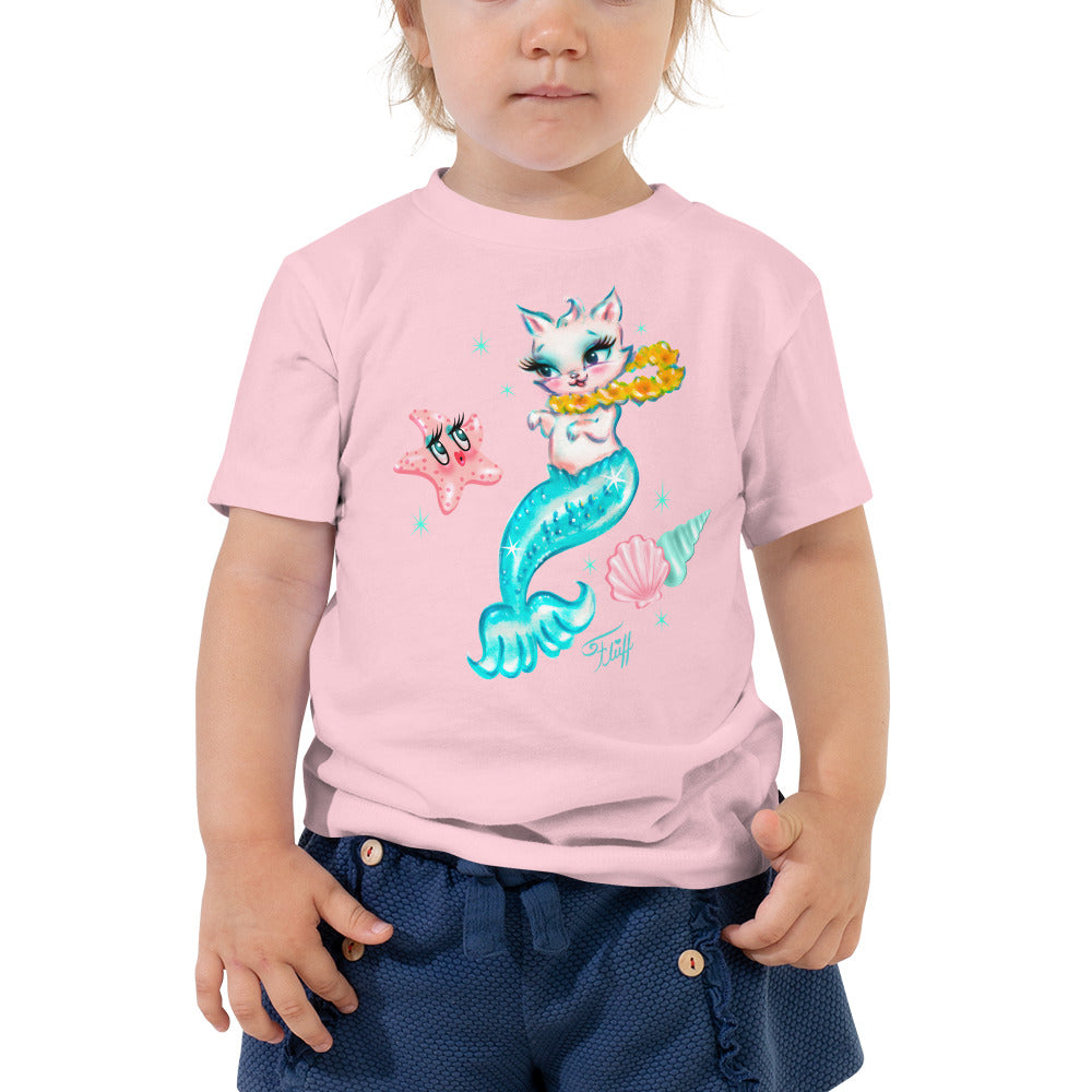 Merkitten with Lei and Starfish • Toddler Short Sleeve Tee