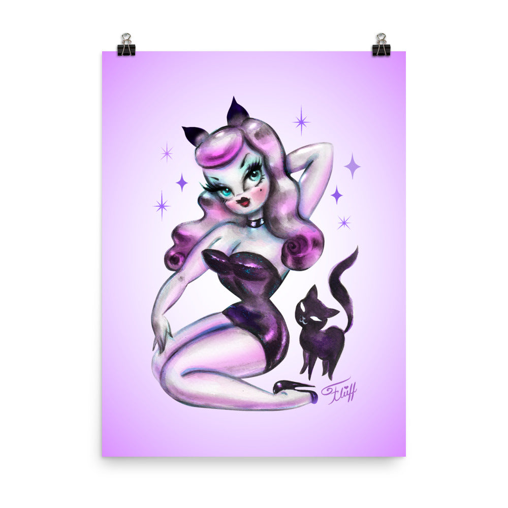 Purple Hair Kitten Pinup • Art Print
