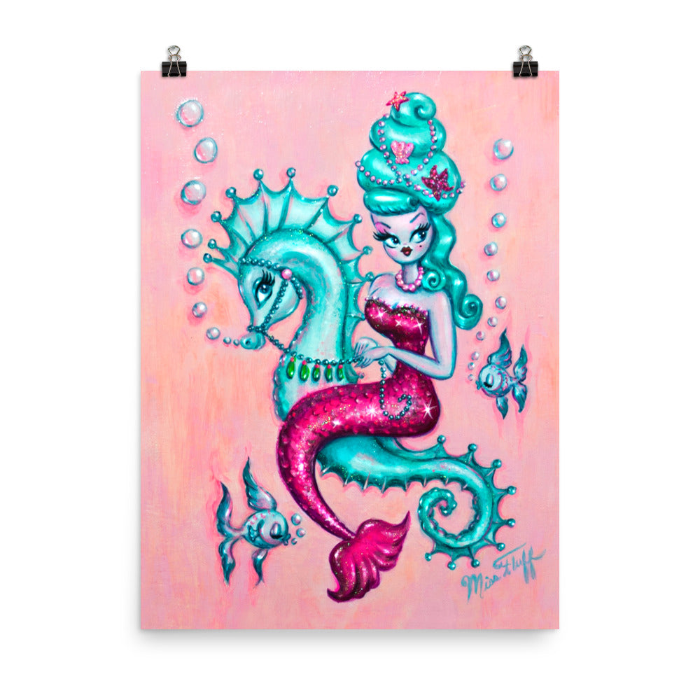 Mermaid with Candy Blue Bouffant • Art Print