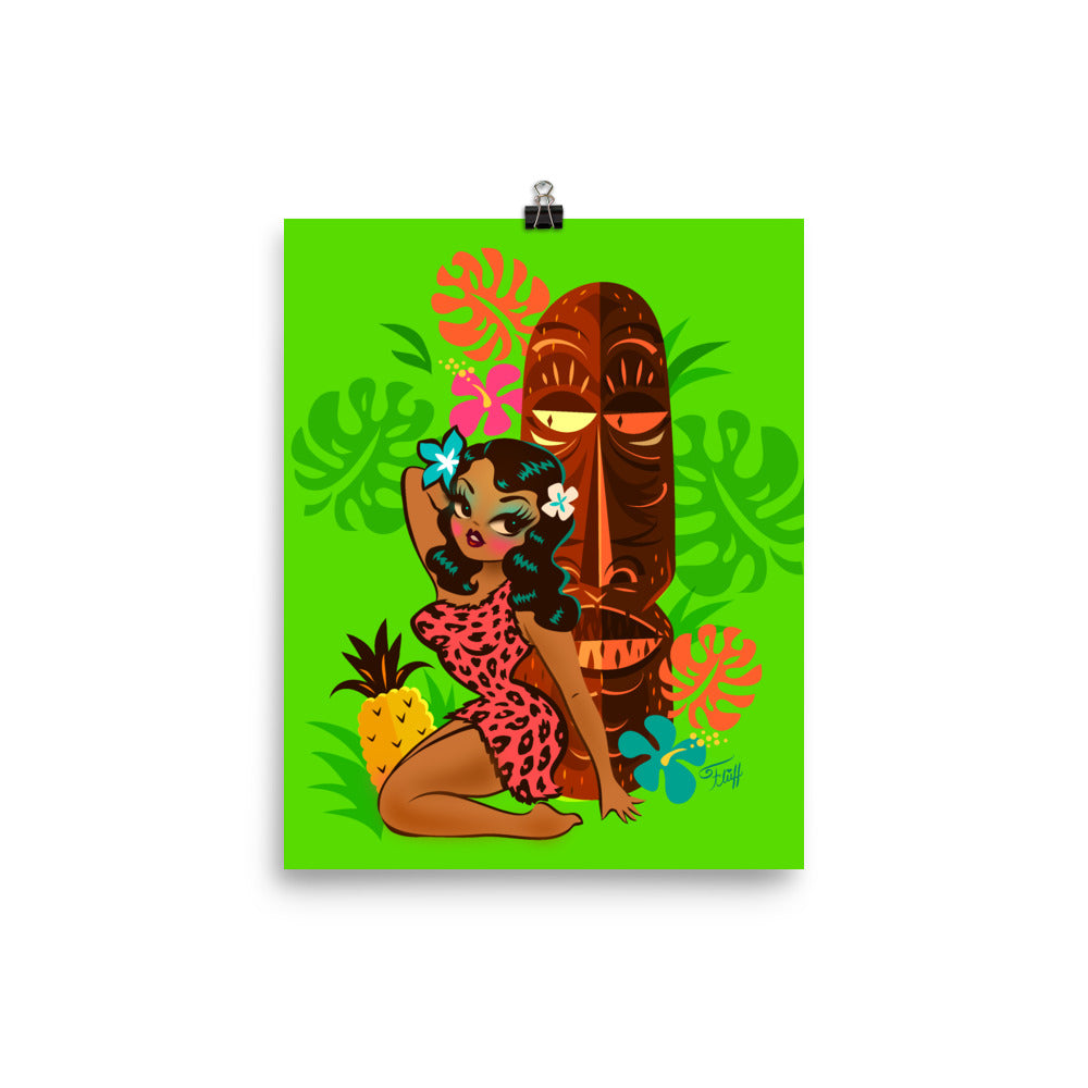 Tiki Temptress in Pink Leopard Print • Art Print