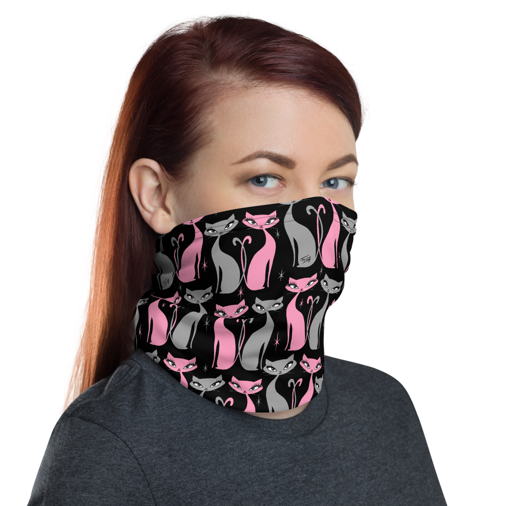 Mod Love Cats on Black • Neck Gaiter Face Mask