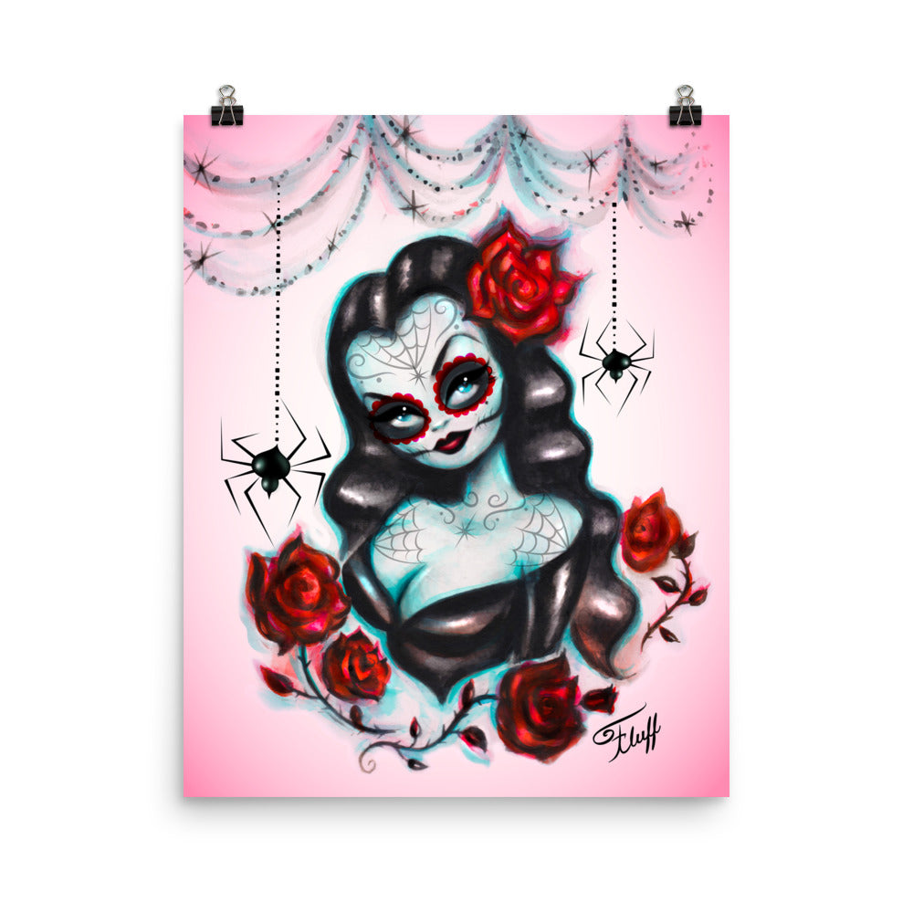 Vampire Vixen with Roses Pink Tint • Art Print