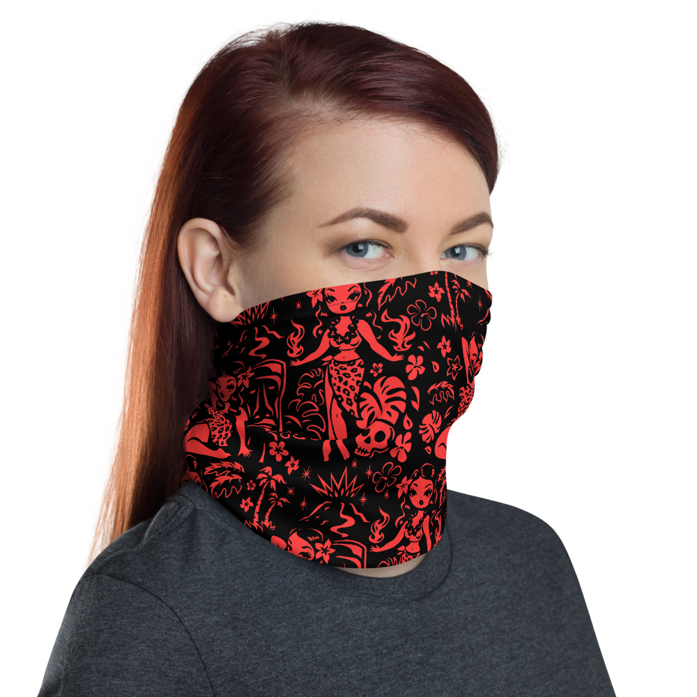 Tiki Temptress Red and Black • Neck Gaiter Face Mask