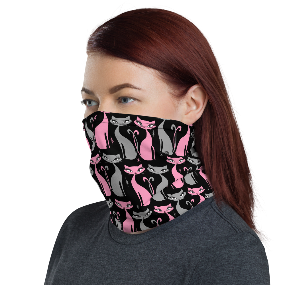 Mod Love Cats on Black • Neck Gaiter Face Mask