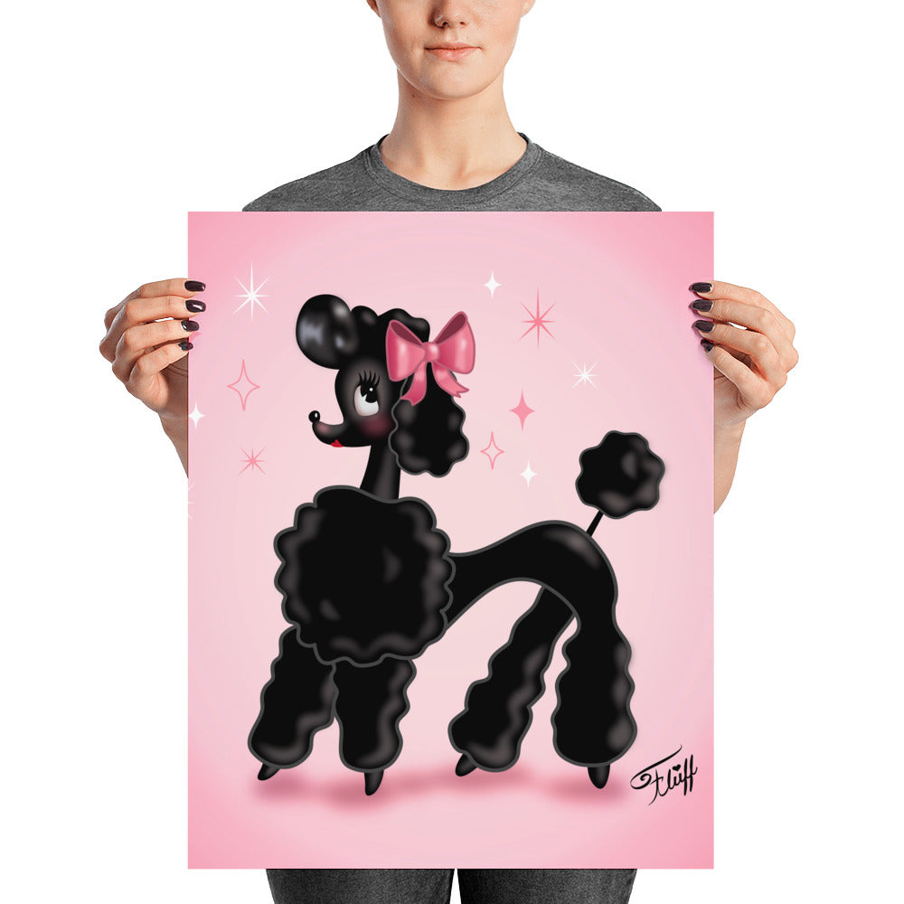 Pixie Poodle Black on Pink • Art Print