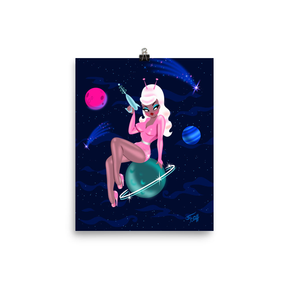 Space Girl on Saturn • Art Print