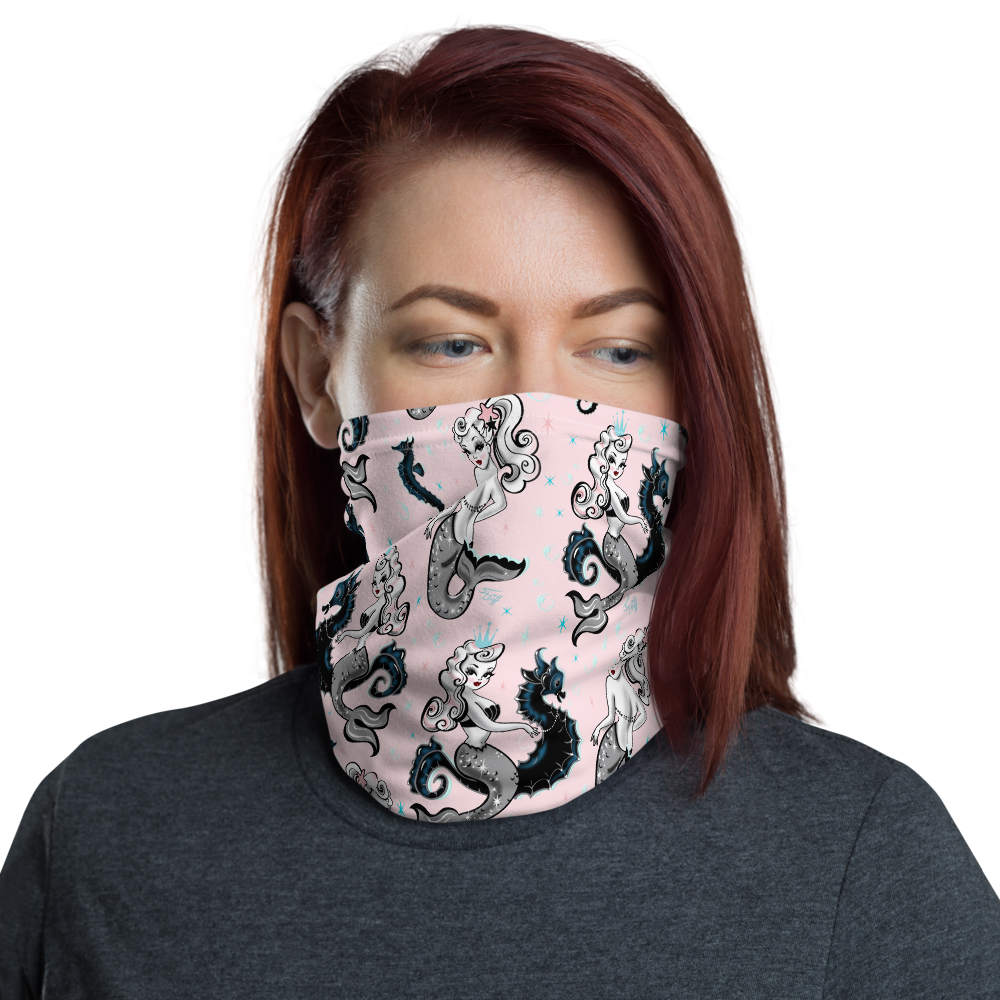 Pearla Mermaid on Pink • Neck Gaiter Face Mask