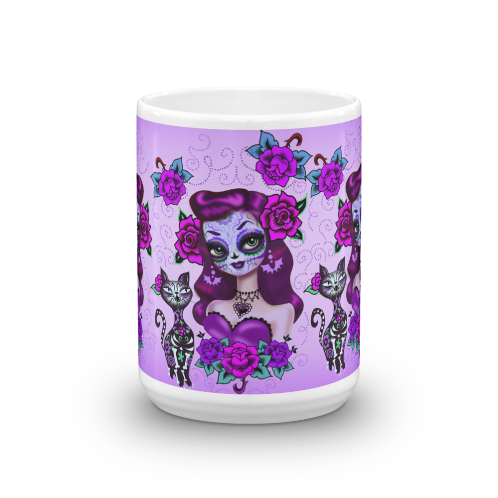 Purple Sugar Skull Girl • Mug