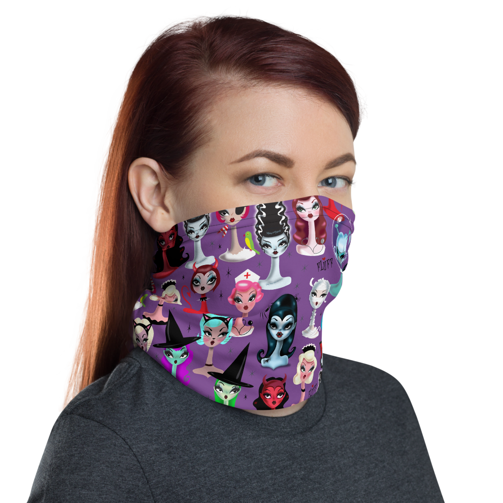 Spooky Dolls Purple • Neck Gaiter Face Mask