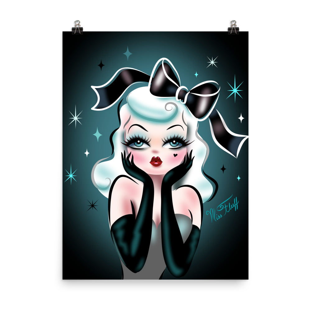 Glamour Doll with Black Bow • Art Print