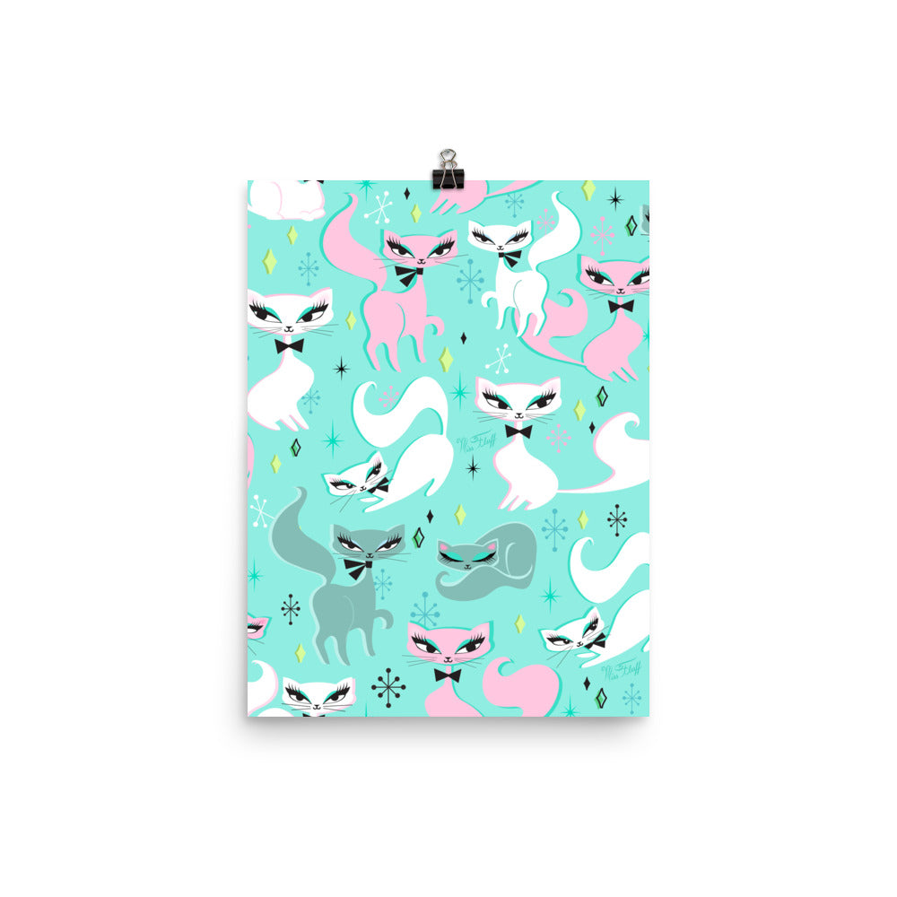 Swanky Kittens on Mint • Art Print