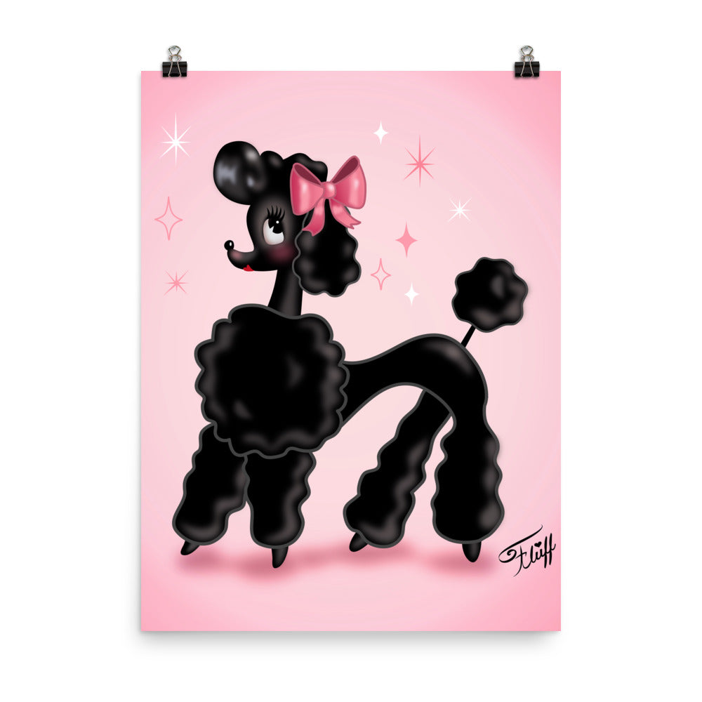 Pixie Poodle Black on Pink • Art Print