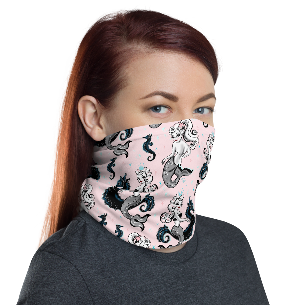 Pearla Mermaid on Pink • Neck Gaiter Face Mask