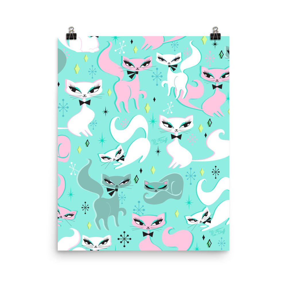 Swanky Kittens on Mint • Art Print