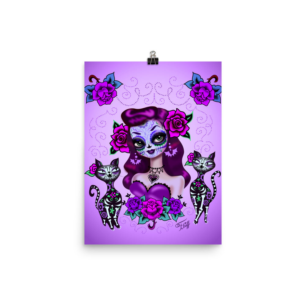 Day of the Dead • Sugar Skull Girl in Purple • Art Print