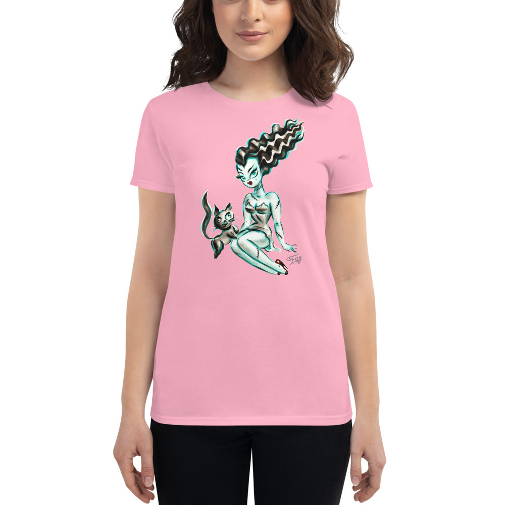 Bride of Frankenstein with Igor Kitty • Womens' T-Shirt