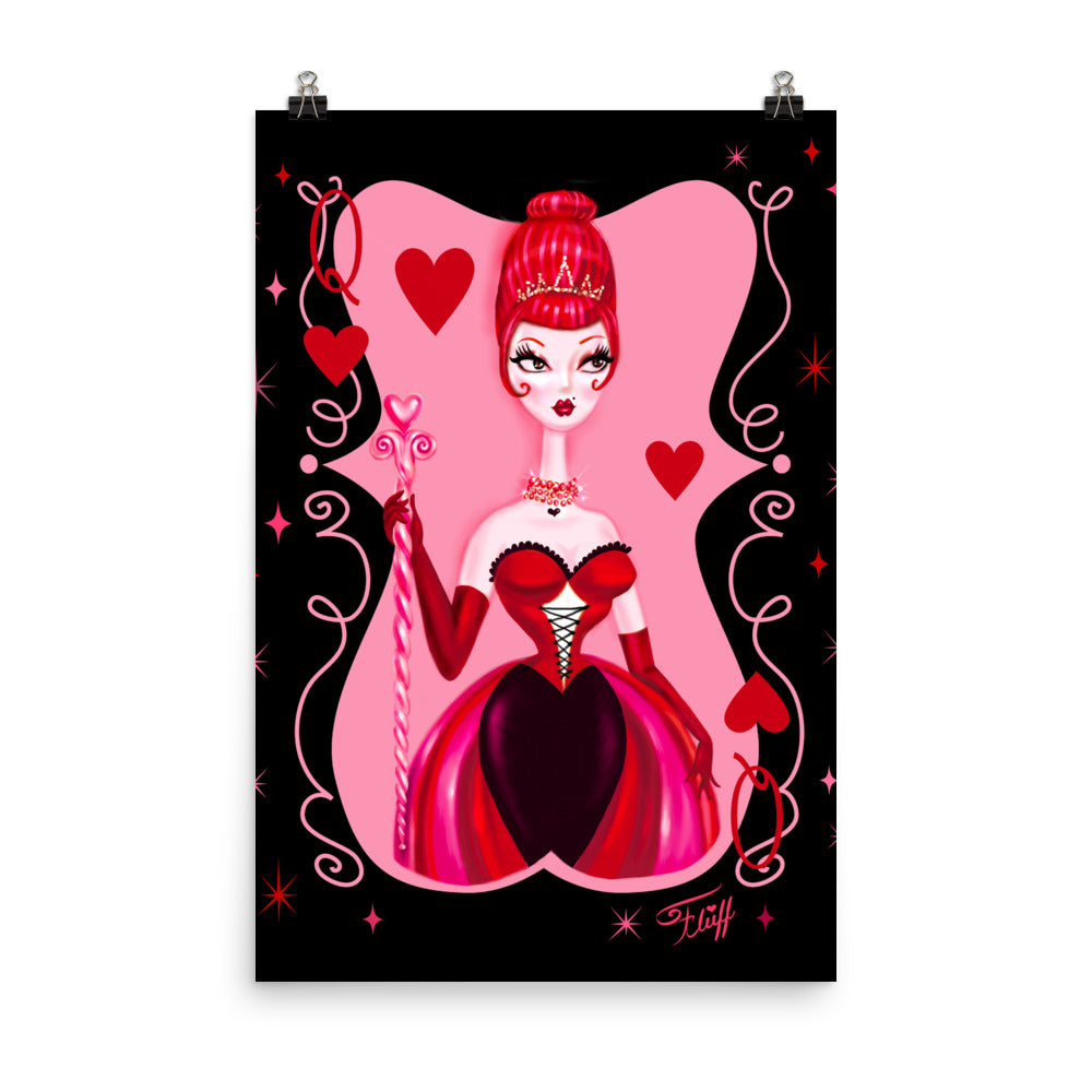 Queen of Hearts on Black • Art Print