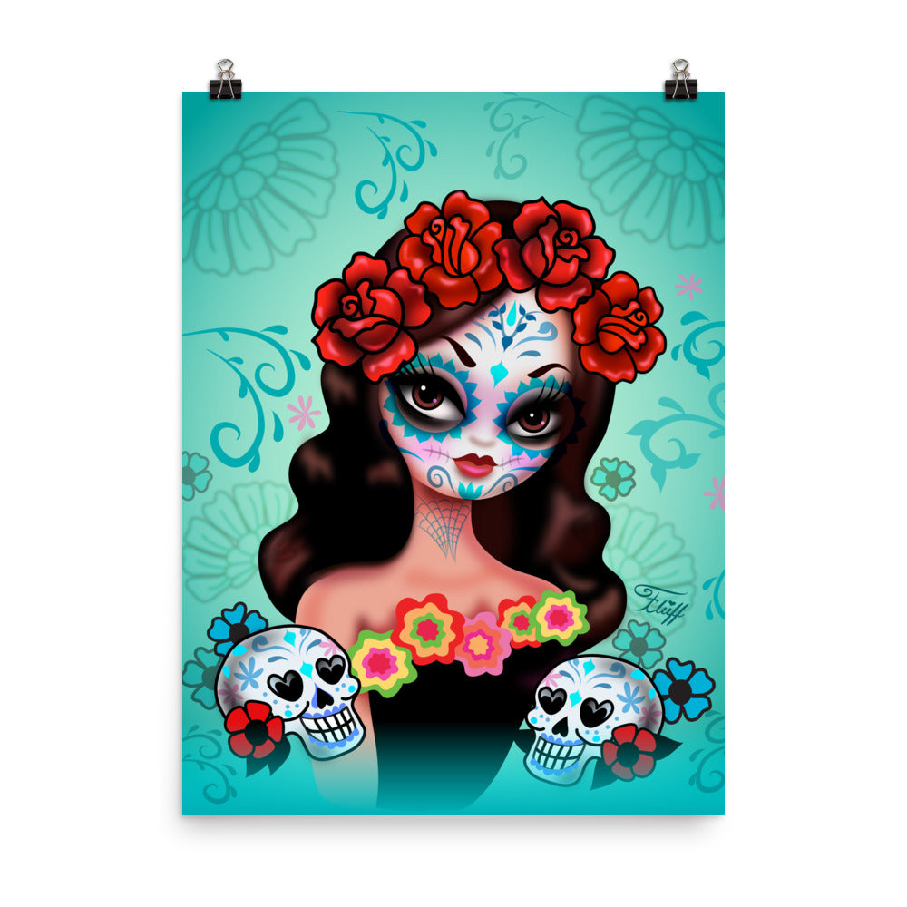 Day of the Dead Girl with Roses II • Art Print