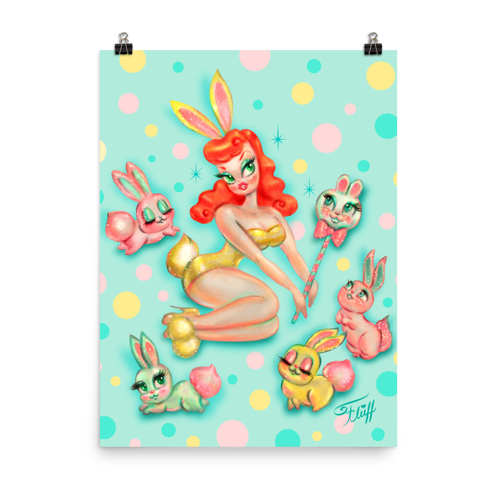 Bunny Doll on Mint • Art Print