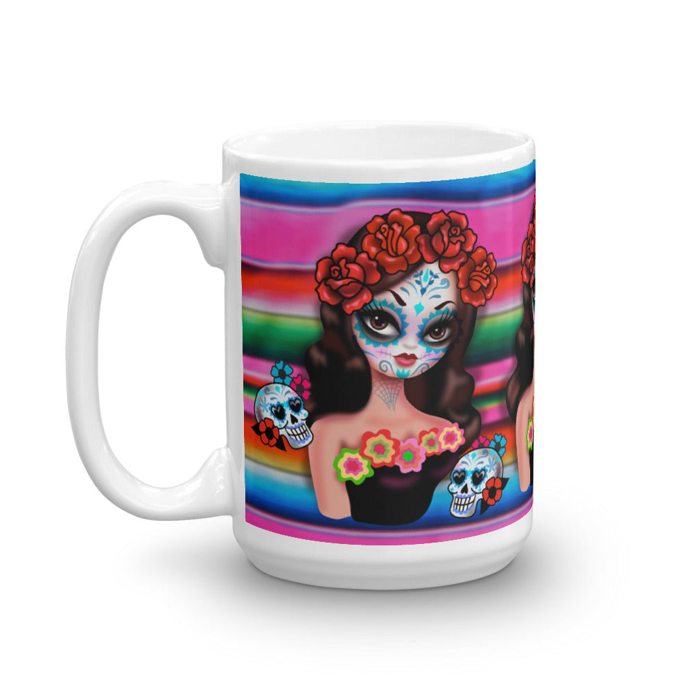 Day of the Dead Girl on Sarape • Mug