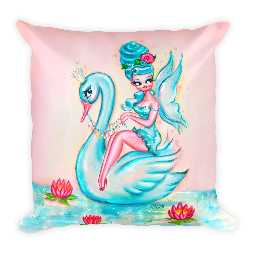 Blue Swan Fairy • Square Pillow