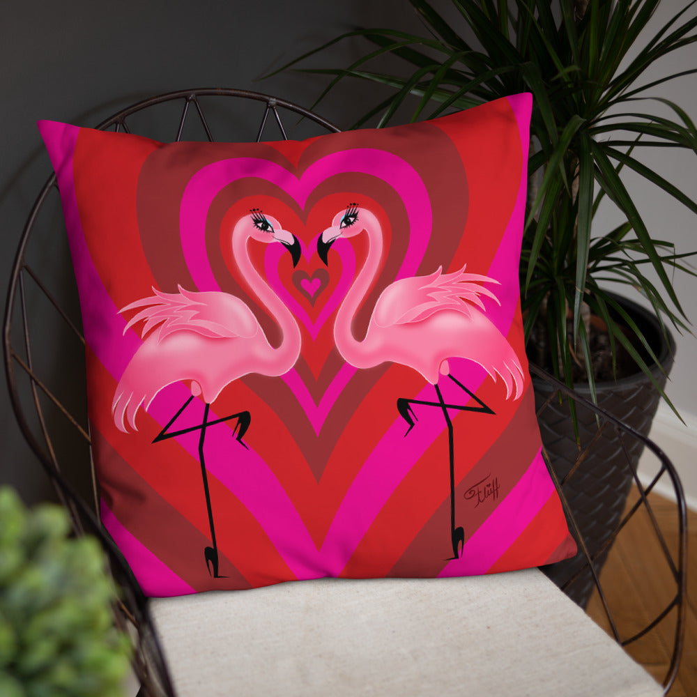 Flamingo Love • Throw Pillow